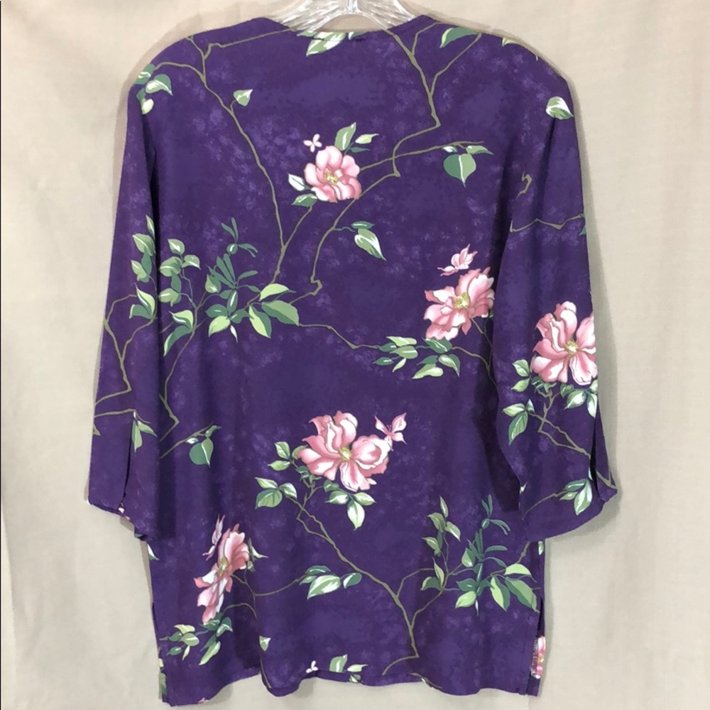 Vintage NATURALLY PETITE Honolulu Floral Button Down Blouse Blouse Top Sz SP - Picture 11 of 12